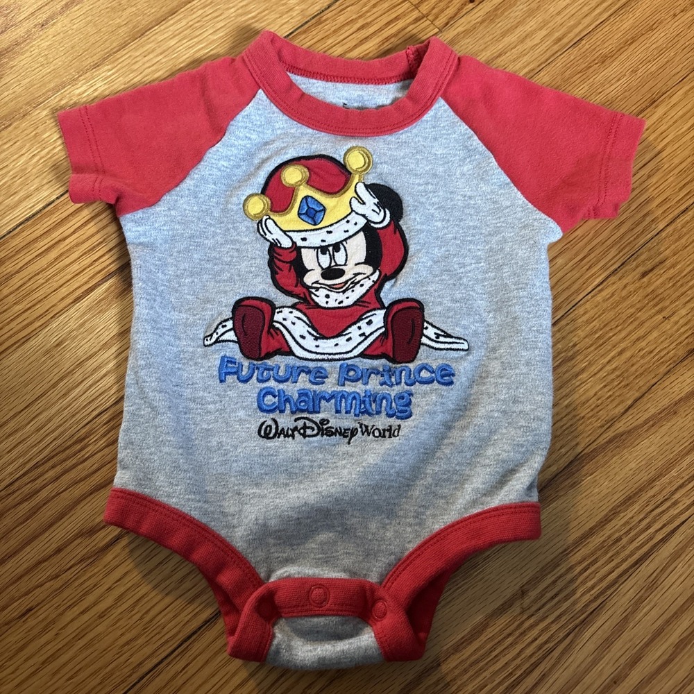 Disney World‎ Parks "Future Prince Charming" Mickey One Piece 6M 100% Cotton